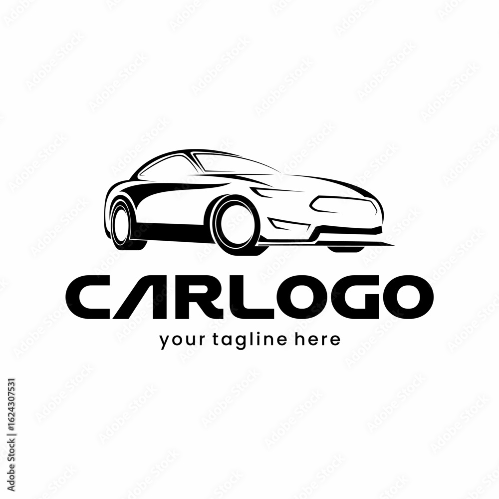 Obraz premium Simple car logo design. Vector and illustration of a simple line style car logo.