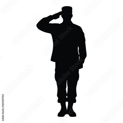 Military personnel saluting on white background soldier