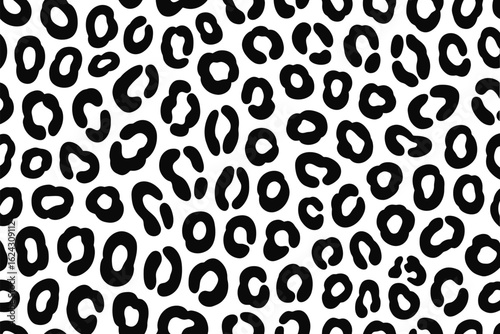 Classic black and white leopard print pattern seamless textile design