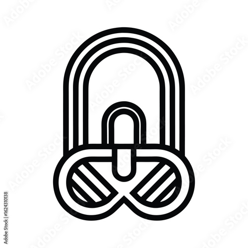 Bike Lock Outline Vector Illustration