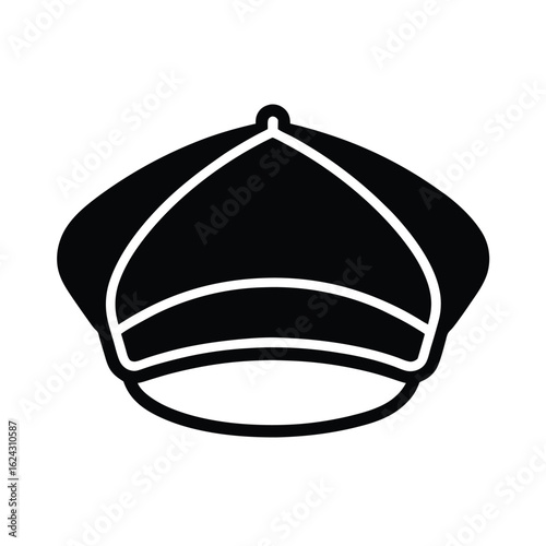 Beret Outlined In Bold Vector Illustration