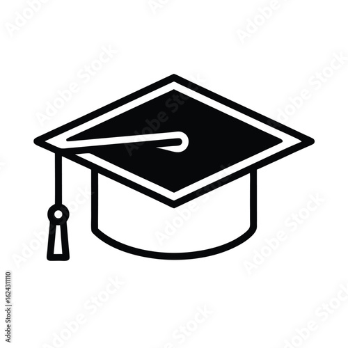 Graduation Cap Outline Vector Illustration