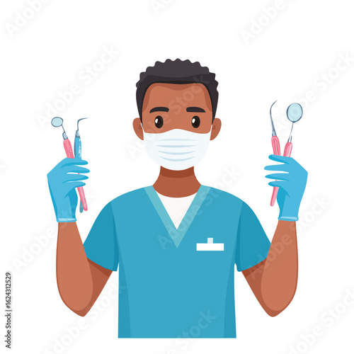 Male Dentist with a Doctor's Coat and a Stethoscope - AI Generated