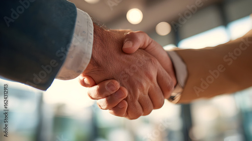 close-up of two business partners shaking hands