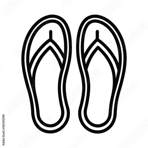 Flip Flops Outlined Icon Vector Illustration