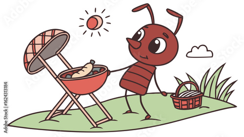 SVG art: A Bashful Ant in a Labor Day vibe, tinted with End of Summer Chill tones