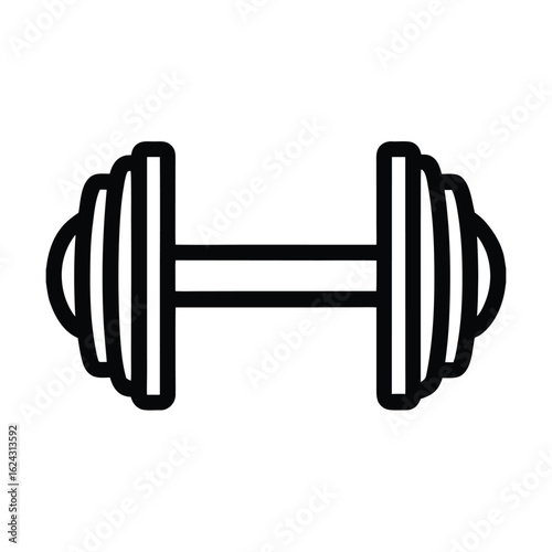 Mental Strength Dumbbell Outline Vector Illustration
