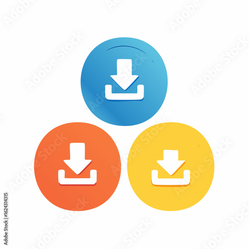 download and upload button. colorful modern buttons for app, website, ui.