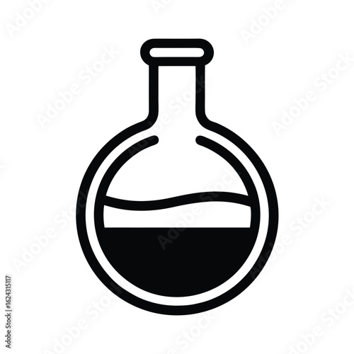 Round Bottom Flask Outline Vector Illustration