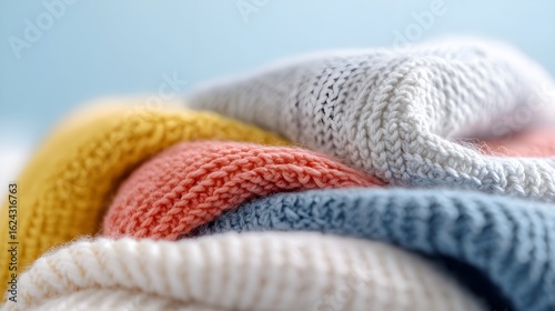Colorful Knitted Textiles on Table