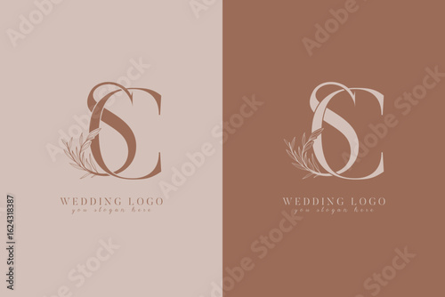 SC CS monogram wedding logo with initial floral
