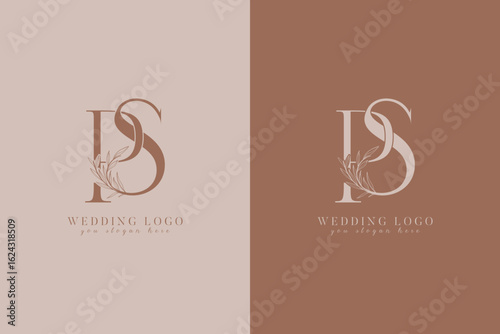SP PS monogram wedding logo with initial floral