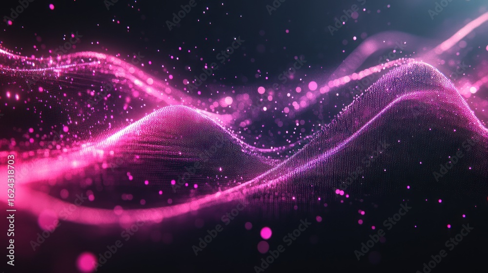 Fototapeta premium Abstract Pink Digital Wave Pattern on Dark Background for Technology and Science Visuals