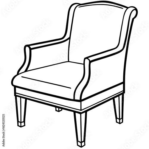 Side View Wooden Armchair – Outline Art Vector