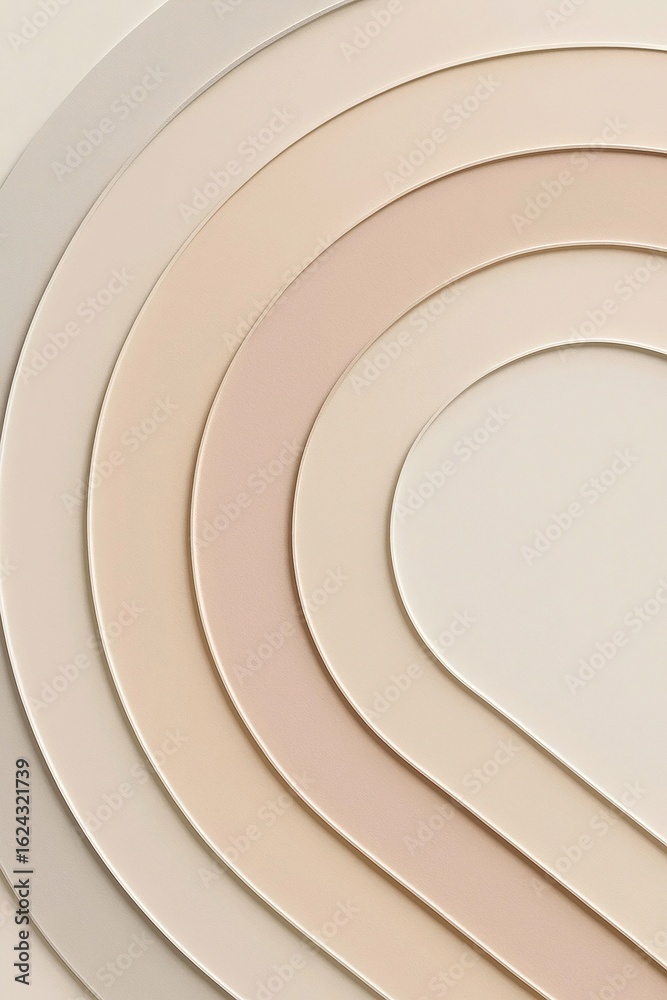 Fototapeta premium Abstract Arches and Curves in Soft, Neutral Tones, Minimalist Layered Paper Cutout Design, Subtle Gradient Background, Elegant and Serene