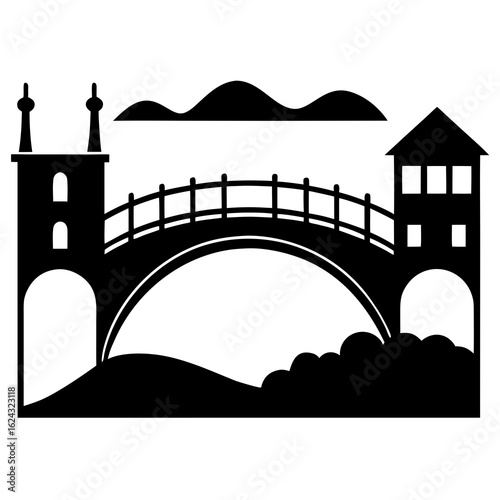 River Bridge Silhouette Scene