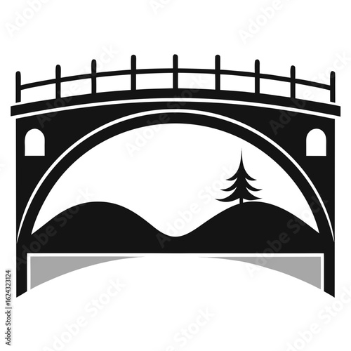 River Bridge Silhouette Scene