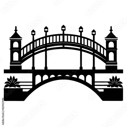 River Bridge Silhouette Scene