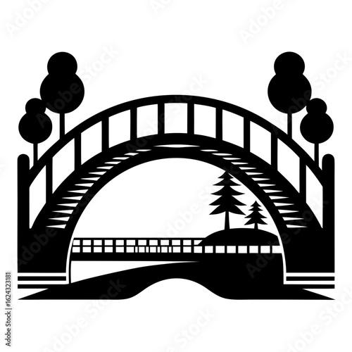 River Bridge Silhouette Scene