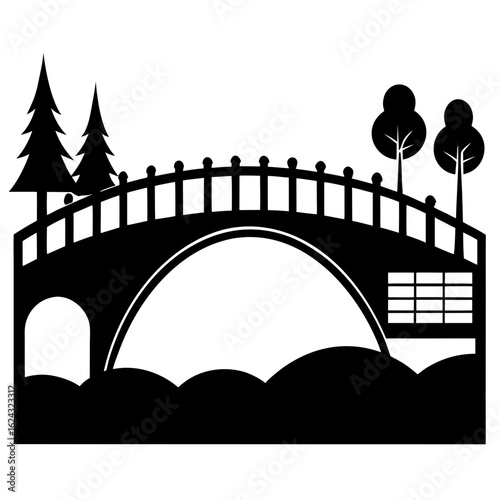 River Bridge Silhouette Scene