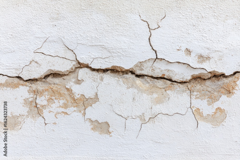 Obraz premium Cracked, weathered white wall