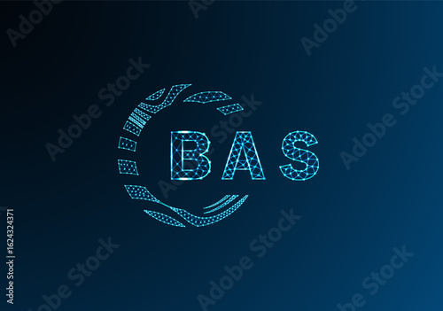 BAS low poly letter logo vector design. BAS lower poly logo design. BAS unique low poly logo design.