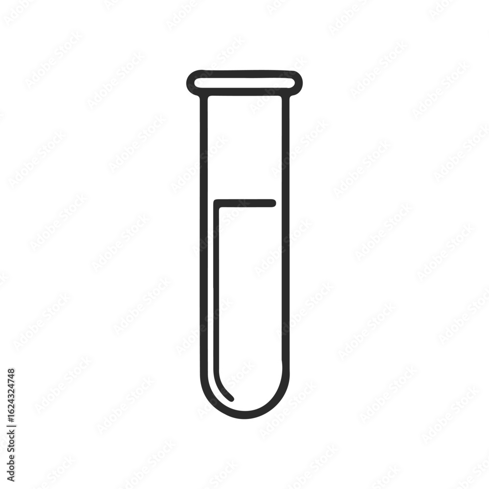 Simple black and white test tube drawing with liquid inside Simple black and white test tube drawing with liquid inside