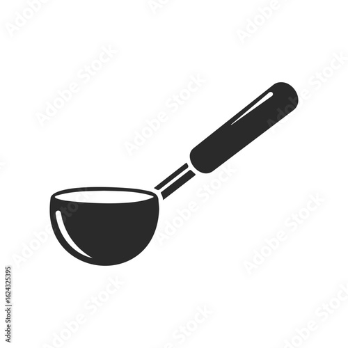 Minimalist black icon of measured cup with long handle