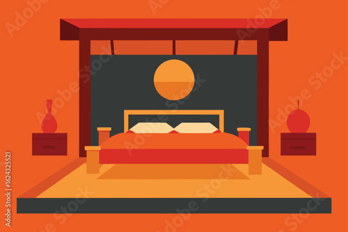 zen style bedroom interior vector art   (1).eps