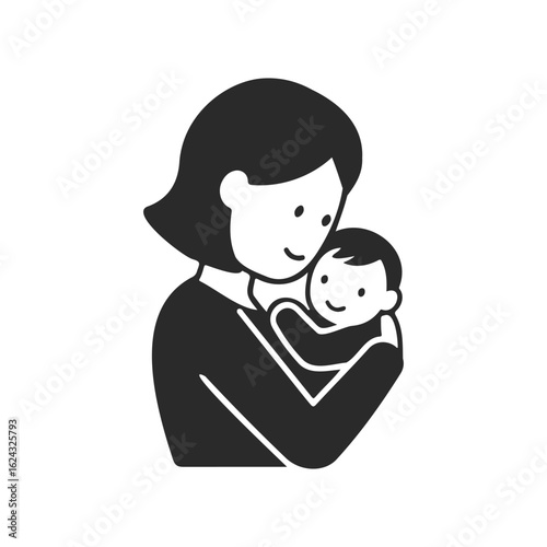 Mother embracing baby illustration: caring connection and parental love
