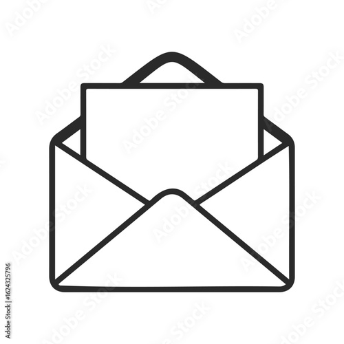 Minimalist envelope icon with inserted letter illustration