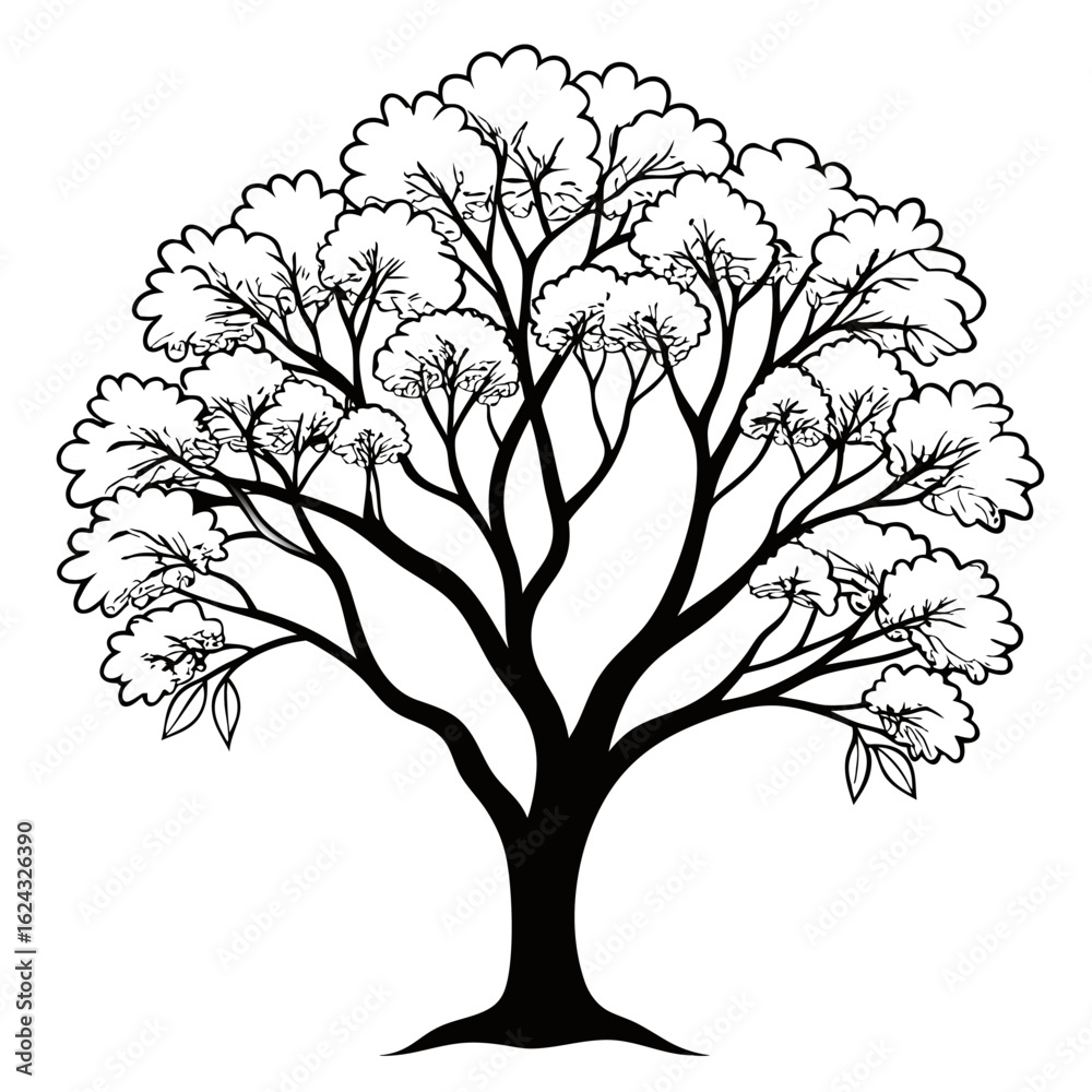 Obraz premium eastern redbud line art vector on white background 