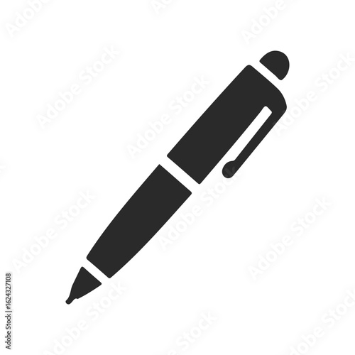 Black ballpoint pen icon on white background