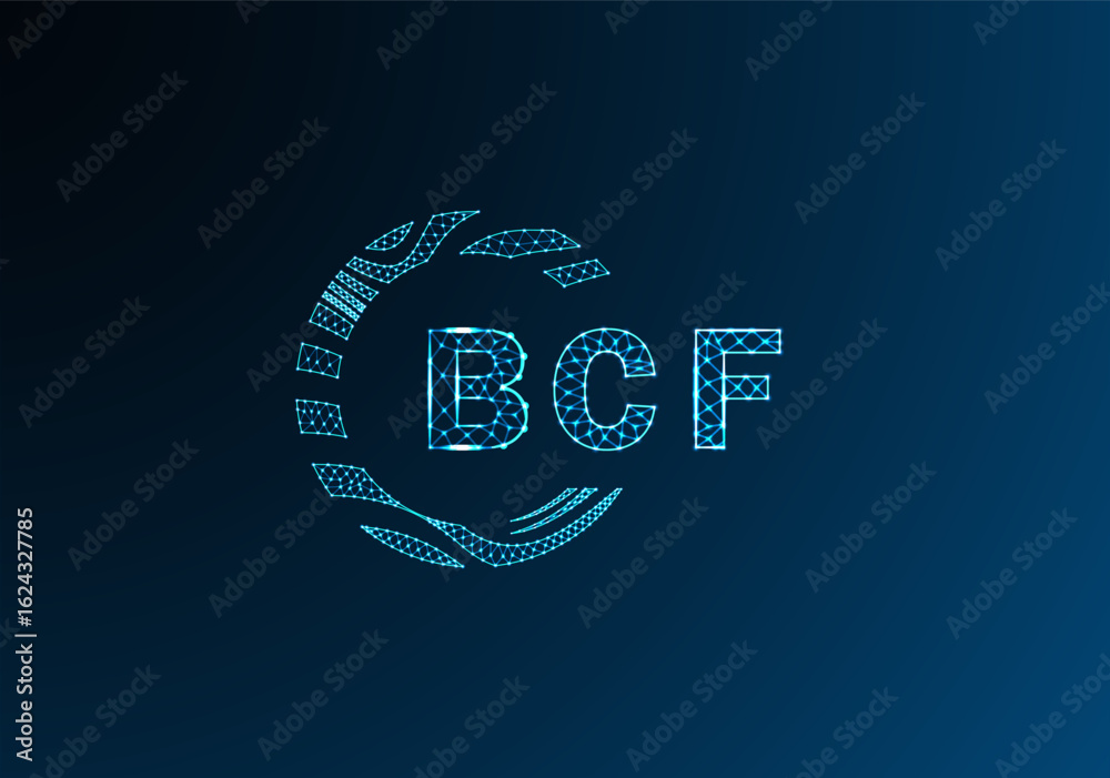 Obraz premium BCF low poly letter logo vector design. BCF lower poly logo design. BCF unique low poly logo design.
