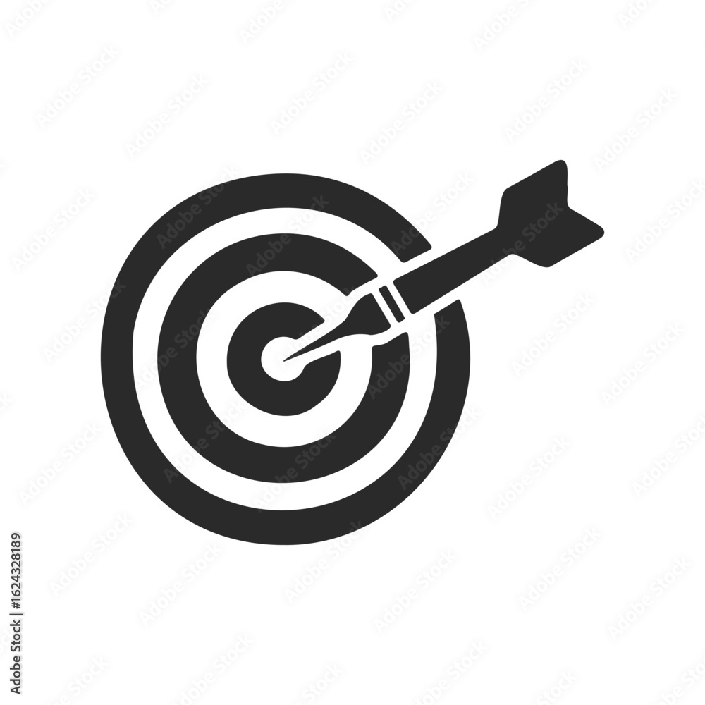Bullseye target with accurate dart icon on white background Bullseye target with accurate dart icon on white background