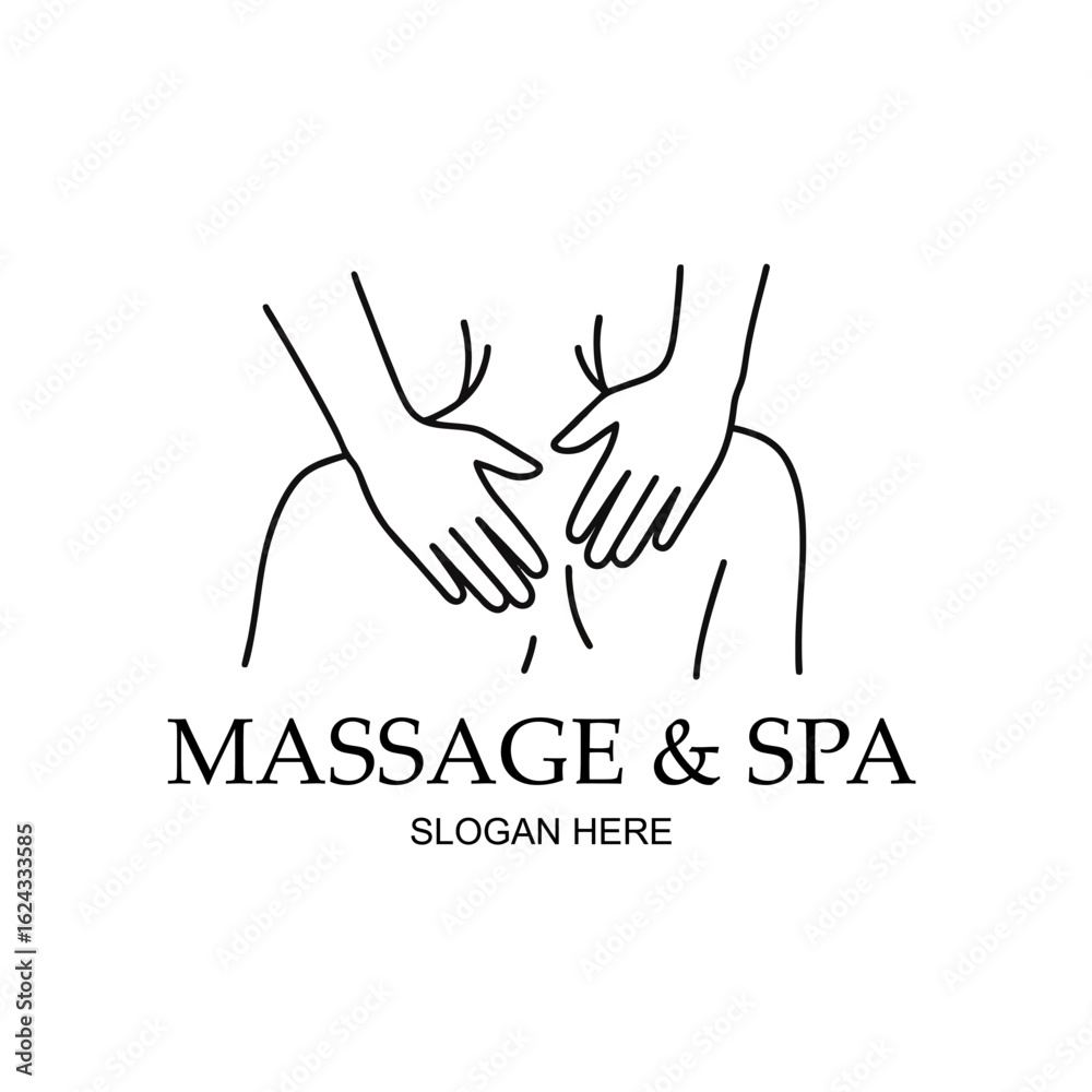 Fototapeta premium Hands Massage Logo, Flat Design Logo of Two Hands Massaging Shoulders