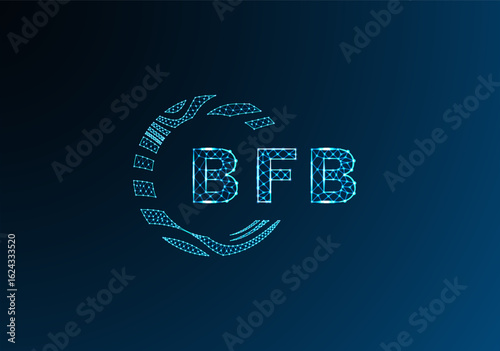 BFB low poly letter logo vector design. BFB lower poly logo design. BFB unique low poly logo design.