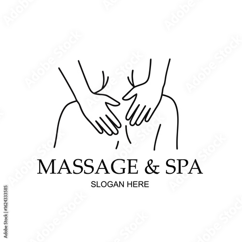 Hands Massage Logo, Flat Design Logo of Two Hands Massaging Shoulders