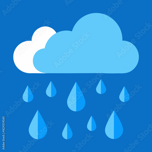 Simple illustration of rain falling from clouds