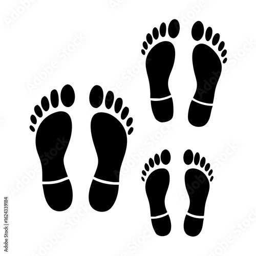 Set Of Human Footprints Differents Shoes
