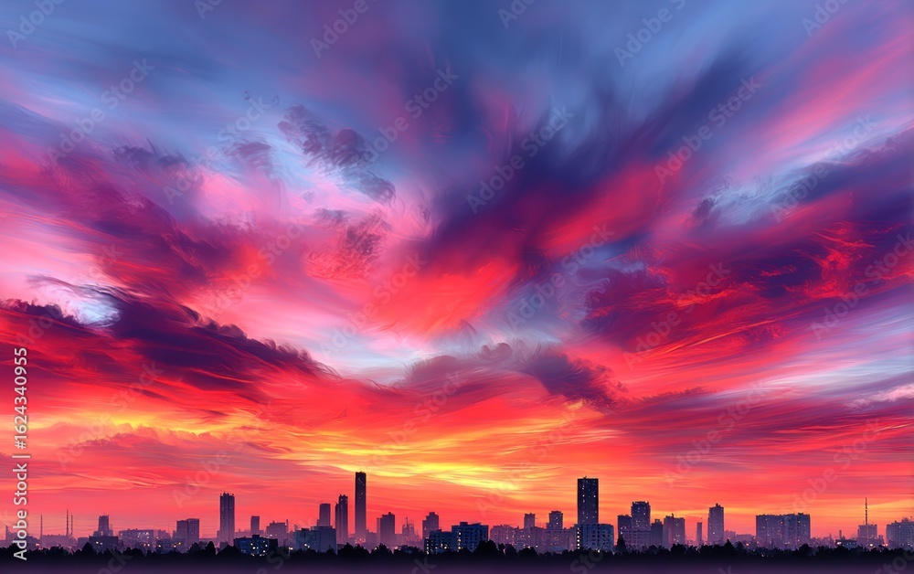 Fototapeta premium City skyline at vibrant sunset