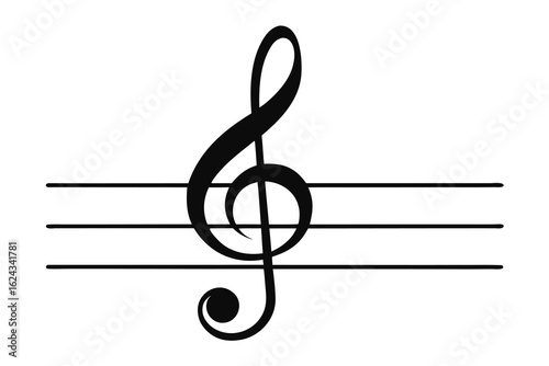 Elegant treble clef symbol centered on a musical staff with three horizontal lines