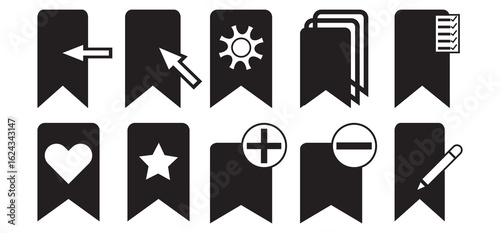 Bookmark icon set .Save and unsaved concept. study book favorite page mark symbol. Save and unsaved concept.