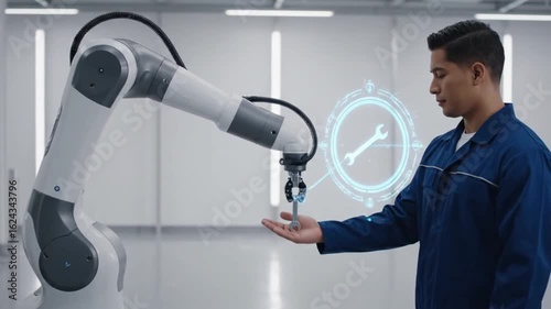 Collaborative Robot (Cobot) Handing Tool to Human Technician Silently