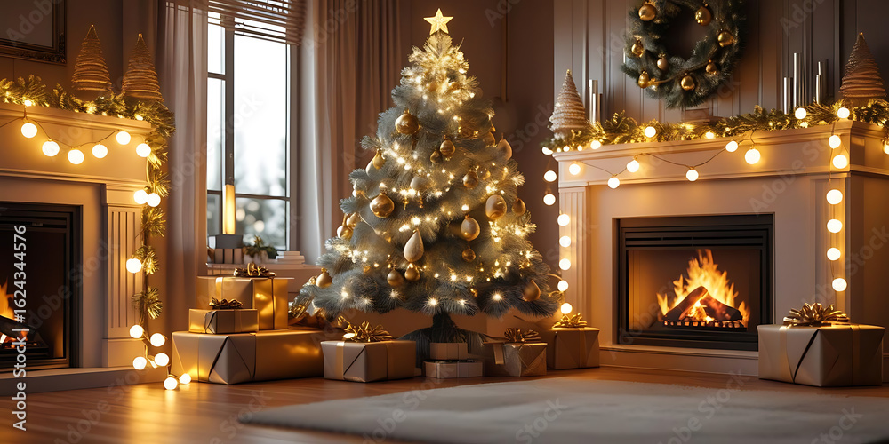 Obraz premium Elegant Cozy Christmas Living Room