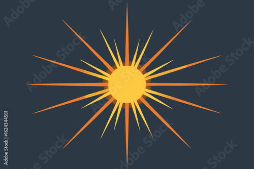 Stylized sunburst with sharp rays on a dark background