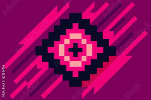 Geometric diamond pattern with pink and purple hues