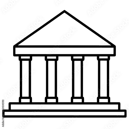 Simple outline icon of a classical building with columns