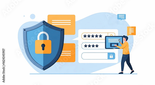 Secure Login Vector Illustration with Padlock Icon