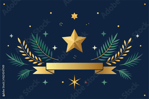 decorative christmas border with gold stars  ribb (1).eps